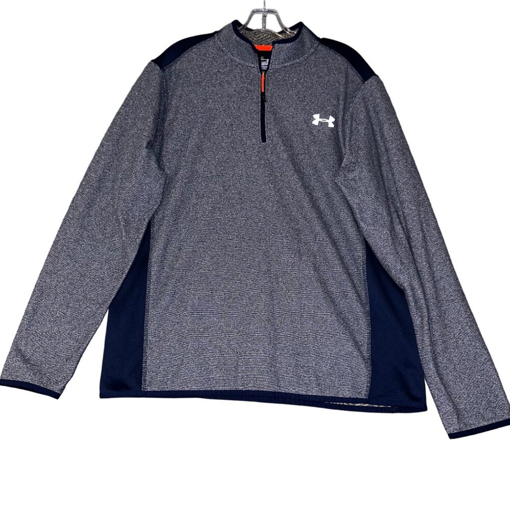 Under Armour Mens Navy Blue ColdGear 1/4 Zip Pullover Loose Activewear Large